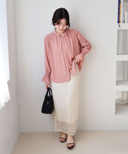 le.coeur blanc（ルクールブラン）の「シアー刺繍ナロースカート（スカート・レディース・アイボリー/ブラック・38）」の21枚目の写真