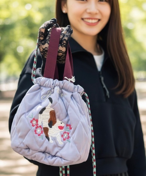 HOUSTON(ヒューストン)の「HOUSTON / SATIN EFFECT BAG(MARMALADE/CAT)HS6023W HS6025W(ショルダーバッグ・レディース・ネイビー/イエロー/レッド/ピンク/チャコールグレー/ラベンダー・ONESIZE)」の1枚目の写真