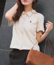 【U.S. POLO ASSN./ユーエスポロアッスン】刺繍 スムース ステンカラー 半袖 Tシャツ