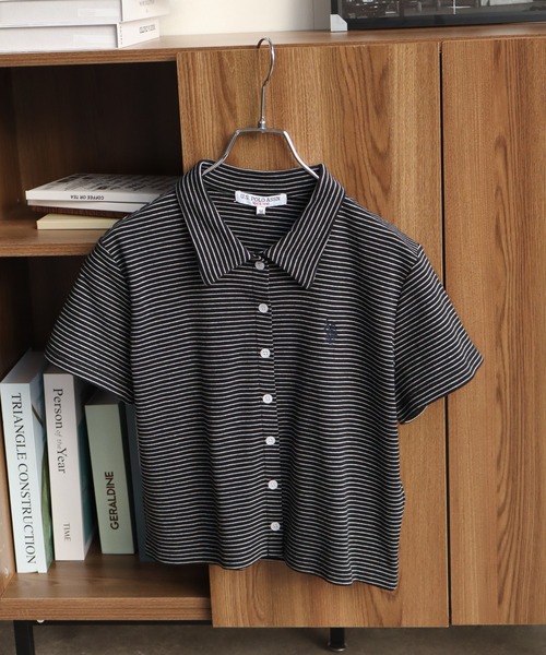 U.S. POLO ASSN.（ユーエスポロアッスン）の「【U.S. POLO ASSN./ユーエスポロアッスン】刺繍 スムース ステンカラー 半袖 Tシャツ（Tシャツ/カットソー・レディース・ベージュ/ブラック系その他/ブラウン/ブラック/オフホワイト・M/LL/L）」の20枚目の写真