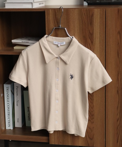 U.S. POLO ASSN.（ユーエスポロアッスン）の「【U.S. POLO ASSN./ユーエスポロアッスン】刺繍 スムース ステンカラー 半袖 Tシャツ（Tシャツ/カットソー・レディース・ベージュ/ブラック系その他/ブラウン/ブラック/オフホワイト・M/LL/L）」の21枚目の写真