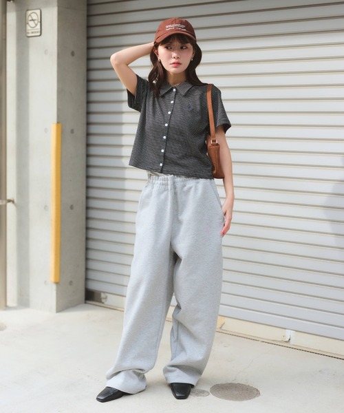 U.S. POLO ASSN.（ユーエスポロアッスン）の「【U.S. POLO ASSN./ユーエスポロアッスン】刺繍 スムース ステンカラー 半袖 Tシャツ（Tシャツ/カットソー・レディース・ベージュ/ブラック系その他/ブラウン/ブラック/オフホワイト・M/LL/L）」の12枚目の写真