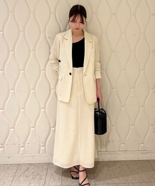 MIESROHE(ミースロエ)の「【セットアップ対応】からみ織りセミフレアスカート(スカート・レディース・マルチ/ブラック/アイボリー・1/0)」の1枚目の写真