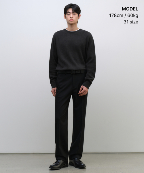 MUSINSA STANDARD（ムシンサスタンダード）の「ウィップコードストレートヒドンバンディングスラックス[ブラック]（スラックス・メンズ・その他・26/27/28/29/30/31/32/33/34/36/38/40/42）」の2枚目の写真