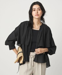 6点分グリーンレーベルリラクシング　ノースリーブシャツ　ブラウス　グリーン フレア ノースリーブ ブラウス