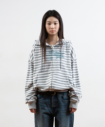 NICE GHOST CLUB（ナイスゴーストクラブ）の「STRIPE RUSH 3STAR HOODIE ZIP UP_GREY(NG2GSUM491A)（パーカー）」