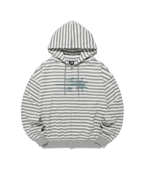 NICE GHOST CLUB(ナイスゴーストクラブ)の「STRIPE RUSH 3STAR HOODIE ZIP UP_GREY(NG2GSUM491A)(パーカー・レディース・グレー・SMALL/MEDIUM)」の2枚目の写真