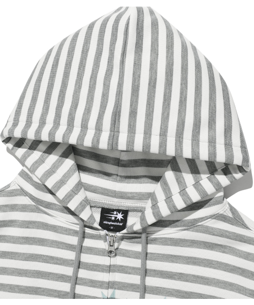 NICE GHOST CLUB(ナイスゴーストクラブ)の「STRIPE RUSH 3STAR HOODIE ZIP UP_GREY(NG2GSUM491A)(パーカー・レディース・グレー・SMALL/MEDIUM)」の4枚目の写真