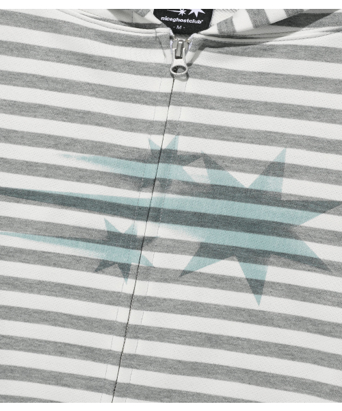 NICE GHOST CLUB(ナイスゴーストクラブ)の「STRIPE RUSH 3STAR HOODIE ZIP UP_GREY(NG2GSUM491A)(パーカー・レディース・グレー・SMALL/MEDIUM)」の5枚目の写真