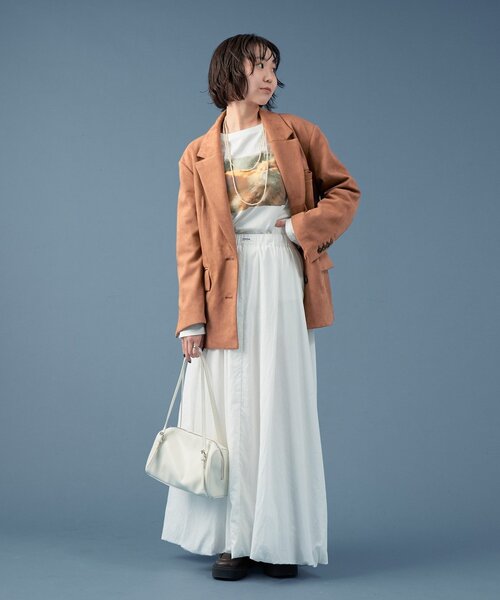 mystic（ミスティック）の「【2サイズ展開 / オールシーズン着られる】バルーンロングスカート（スカート・レディース・オフホワイト/ブラック・1/2）」の3枚目の写真