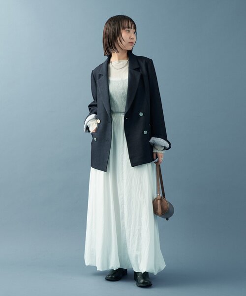 mystic（ミスティック）の「【2サイズ展開 / オールシーズン着られる】バルーンロングスカート（スカート・レディース・オフホワイト/ブラック・1/2）」の6枚目の写真