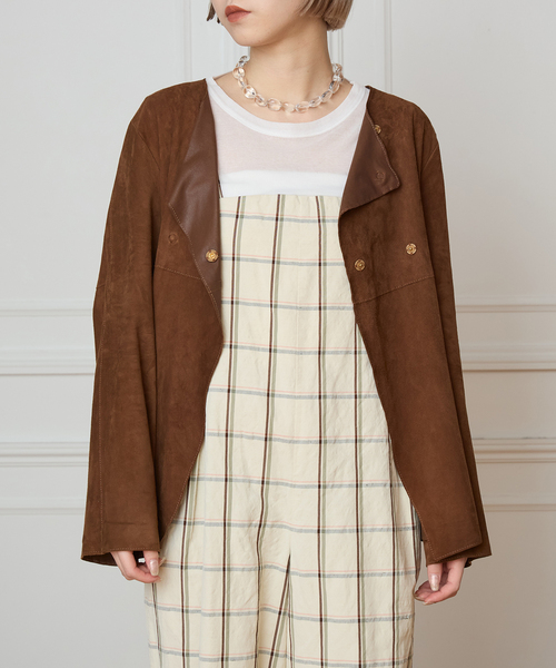 IENA LA BOUCLE 先染めフラノ W前ジャケット◆ ¥39,600 IENA LA BOUCLE GOAT SUEDE ジャケット（ノーカラージャケット）｜IENA