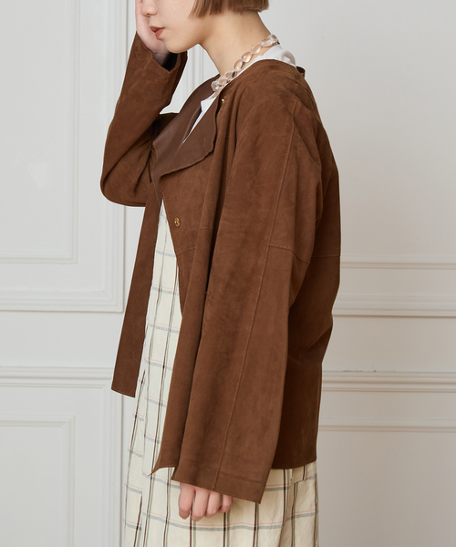 IENA LA BOUCLE GOAT SUEDE ジャケット（ノーカラージャケット）｜IENA