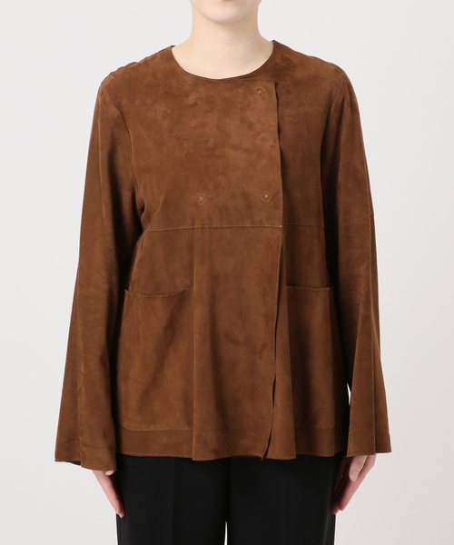 IENA LA BOUCLE（イエナラブークル）の「IENA LA BOUCLE GOAT SUEDE ジャケット（ノーカラージャケット・レディース・ウッド・FREE）」の11枚目の写真