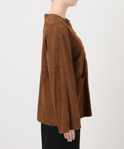 IENA LA BOUCLE（イエナラブークル）の「IENA LA BOUCLE GOAT SUEDE ジャケット（ノーカラージャケット・レディース・ウッド・FREE）」の14枚目の写真