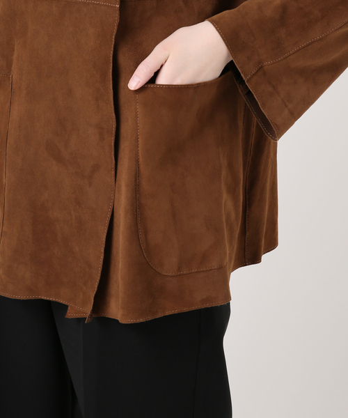 IENA LA BOUCLE（イエナラブークル）の「IENA LA BOUCLE GOAT SUEDE ジャケット（ノーカラージャケット・レディース・ウッド・FREE）」の17枚目の写真