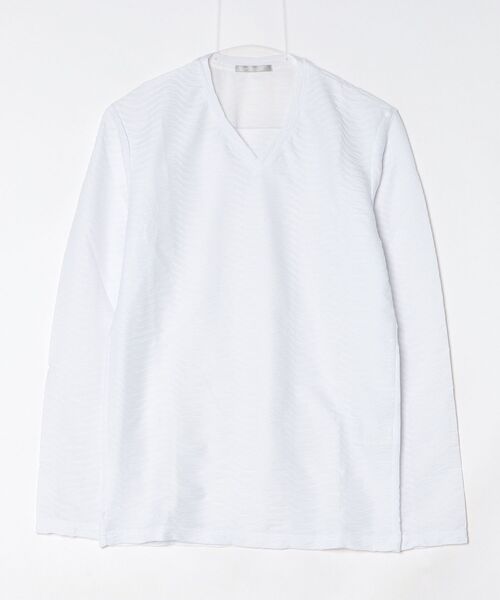 HIGH STREET（ハイストリート）の「HIGH STREET∴ＢＵＲＵＧＮОＲＩウェーブタックＶＮナガソデＴＣＳ（Tシャツ/カットソー・メンズ・ブラック/ホワイト・L/M/LL）」の2枚目の写真