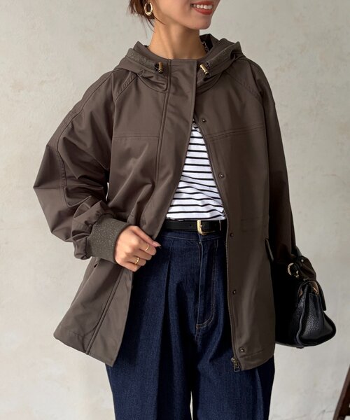 Chez toi（シェトワ）の「リブラメフードモッズジャケット（ブルゾン・レディース・ネイビー/アイボリー/カーキ・FREE）」の5枚目の写真