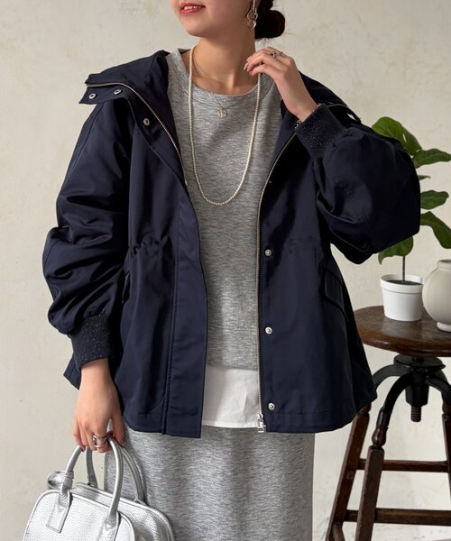 Chez toi（シェトワ）の「リブラメフードモッズジャケット（ブルゾン・レディース・ネイビー/アイボリー/カーキ・FREE）」の11枚目の写真