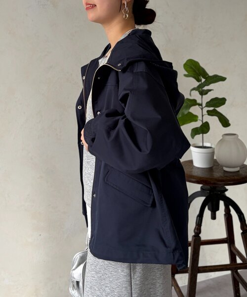 Chez toi（シェトワ）の「リブラメフードモッズジャケット（ブルゾン・レディース・ネイビー/アイボリー/カーキ・FREE）」の12枚目の写真