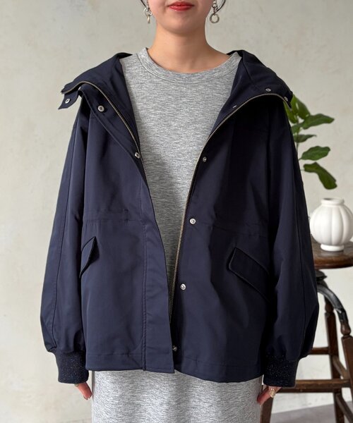 Chez toi（シェトワ）の「リブラメフードモッズジャケット（ブルゾン・レディース・ネイビー/アイボリー/カーキ・FREE）」の17枚目の写真