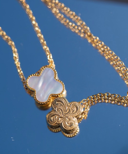 shell clover necklace/【ハワイアンジュエリー】【サージカル
