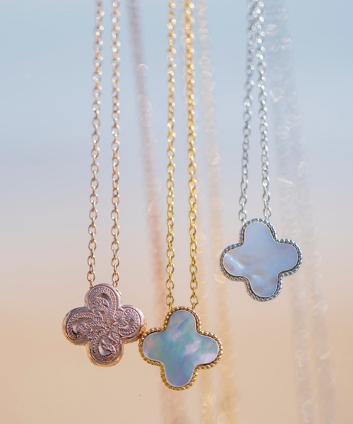 shell clover necklace/【ハワイアンジュエリー】【サージカル