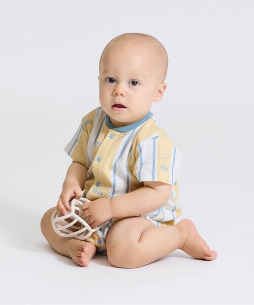 Ampersand（アンパサンド）の「【リンク】げんきロンパス（ロンパース・キッズ・イエロー/ベージュ/ピンク/エメラルド・60/80/70）」の5枚目の写真