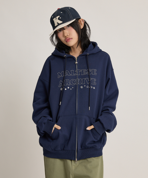 WaiKei（ワイケイ）の「ヴィンテージクラウドアーカイブステッチフードジップアップネイビー（パーカー・レディース・その他・0/1/2）」の5枚目の写真