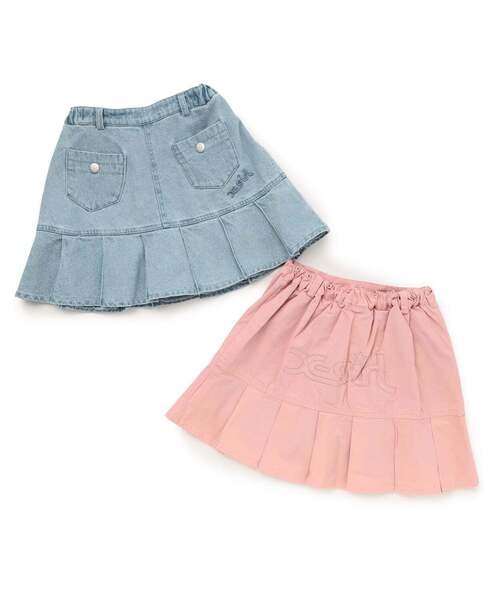 X-girl Stages(エックスガールステージス)の「バックロゴ 切替プリーツスカート(スカート・キッズ・ピンク/ライトブルー・100cm/120cm/110cm/130cm/140cm)」の12枚目の写真