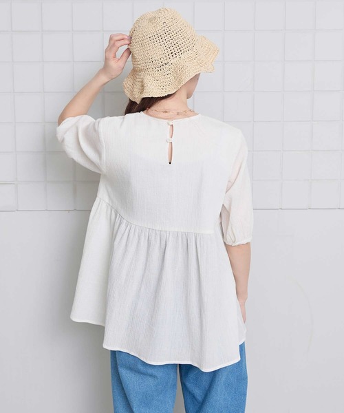 l'atelier du savon（アトリエドサボン）の「やわらかい楊柳のチュニックブラウス（シャツ/ブラウス・レディース・ブラック/ホワイト・FREE）」の16枚目の写真