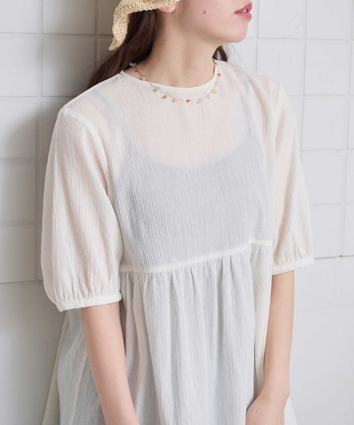 l'atelier du savon（アトリエドサボン）の「やわらかい楊柳のチュニックブラウス（シャツ/ブラウス・レディース・ブラック/ホワイト・FREE）」の8枚目の写真