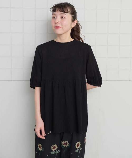 l'atelier du savon（アトリエドサボン）の「やわらかい楊柳のチュニックブラウス（シャツ/ブラウス・レディース・ブラック/ホワイト・FREE）」の22枚目の写真