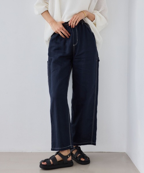 BARNYARDSTORM(バンヤードストーム)の「BARNYARDSTORM / リネンペインターパンツ / ハンドウォッシャブル【WEB限定サイズL】(その他パンツ・レディース・ネイビー/ベージュ/セージグリーン・L/M/S)」の3枚目の写真