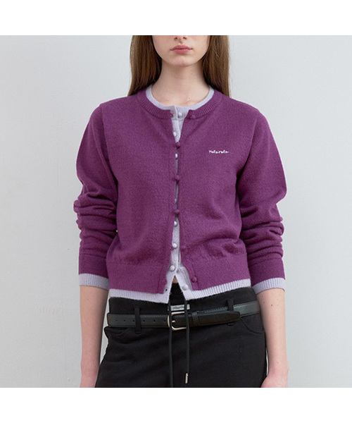 ROLAROLA(ロラロラ)の「LAYERED KNIT CARDIGAN PU+GY(カーディガン/ボレロ・レディース・パープル・FREE)」の1枚目の写真