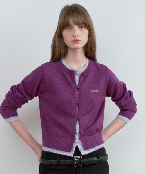 ROLAROLA(ロラロラ)の「LAYERED KNIT CARDIGAN PU+GY(カーディガン/ボレロ・レディース・パープル・FREE)」の2枚目の写真
