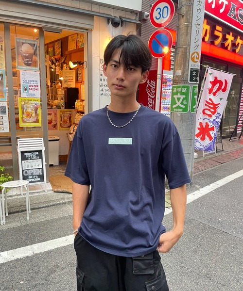 My sugar Babe(マイシュガーベイブ)の「embroidery box logo tee(Tシャツ/カットソー・メンズ・ブルー/ブラック×ブラック/オレンジ/ネイビー/ブルー系/ホワイト×ネイビー/ホワイト×レッド・X-LARGE/LARGE/MEDIUM)」の6枚目の写真