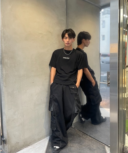 My sugar Babe(マイシュガーベイブ)の「embroidery box logo tee(Tシャツ/カットソー・メンズ・ブルー/ブラック×ブラック/オレンジ/ネイビー/ブルー系/ホワイト×ネイビー/ホワイト×レッド・X-LARGE/LARGE/MEDIUM)」の3枚目の写真