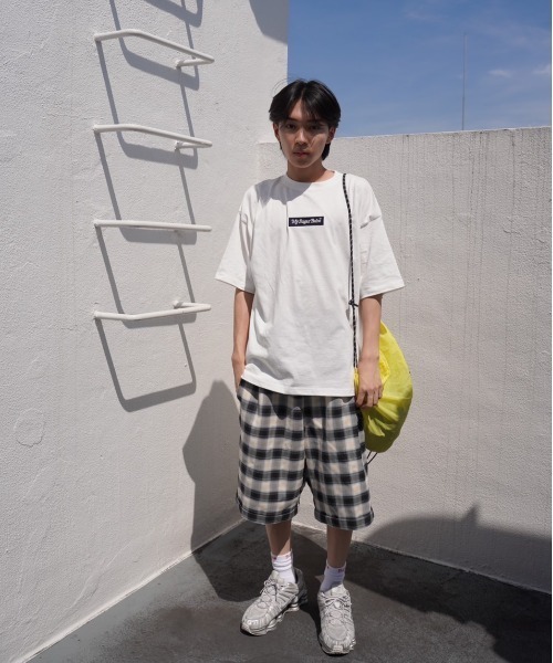 My sugar Babe(マイシュガーベイブ)の「embroidery box logo tee(Tシャツ/カットソー・メンズ・ブルー/ブラック×ブラック/オレンジ/ネイビー/ブルー系/ホワイト×ネイビー/ホワイト×レッド・X-LARGE/LARGE/MEDIUM)」の1枚目の写真