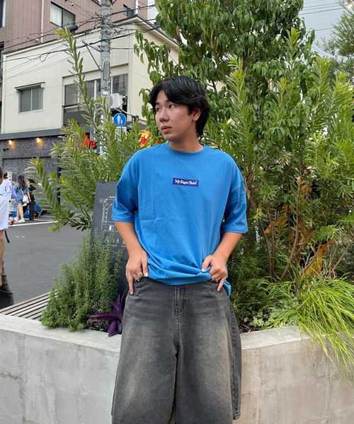 My sugar Babe(マイシュガーベイブ)の「embroidery box logo tee(Tシャツ/カットソー・メンズ・ブルー/ブラック×ブラック/オレンジ/ネイビー/ブルー系/ホワイト×ネイビー/ホワイト×レッド・X-LARGE/LARGE/MEDIUM)」の5枚目の写真