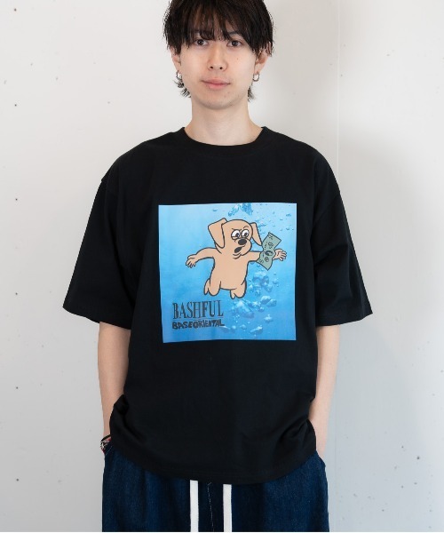 bashful base Oriental(バッシュフルベースオリエンタル)の「【bbO】ベースくんキャッチザマネーT(Tシャツ/カットソー・メンズ・ブラック/ホワイト/ブラウン・SMALL/MEDIUM/LARGE)」の6枚目の写真