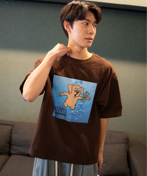 bashful base Oriental(バッシュフルベースオリエンタル)の「【bbO】ベースくんキャッチザマネーT(Tシャツ/カットソー・メンズ・ブラック/ホワイト/ブラウン・SMALL/MEDIUM/LARGE)」の4枚目の写真