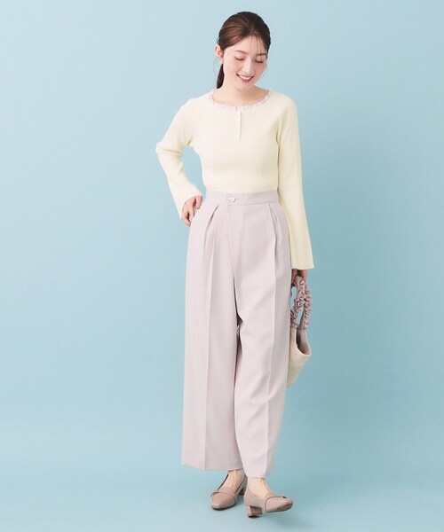 index（インデックス）の「ヘンリーネックフレアスリーブニット【洗濯機OK】（ニット/セーター・レディース・オフホワイト/チャコールグレー/ブルー・00）」の21枚目の写真