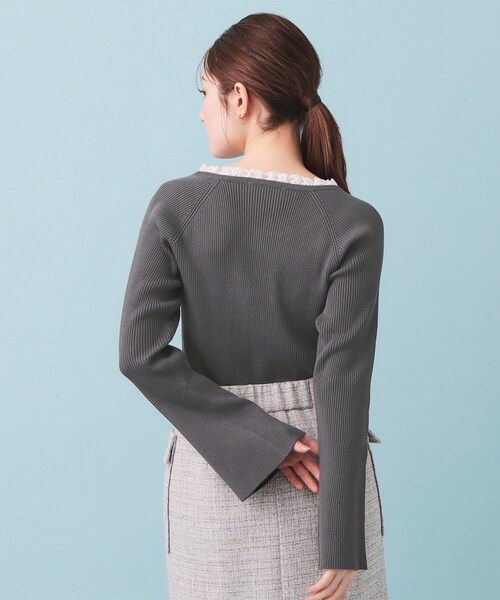 index（インデックス）の「ヘンリーネックフレアスリーブニット【洗濯機OK】（ニット/セーター・レディース・オフホワイト/チャコールグレー/ブルー・00）」の18枚目の写真
