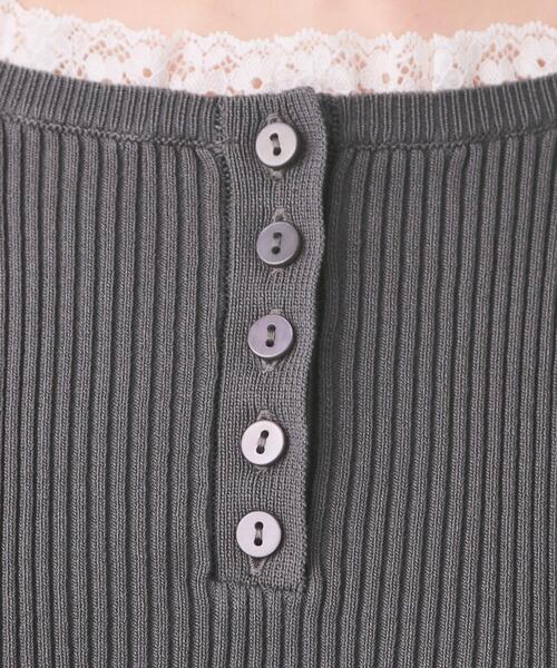 index（インデックス）の「ヘンリーネックフレアスリーブニット【洗濯機OK】（ニット/セーター・レディース・オフホワイト/チャコールグレー/ブルー・00）」の15枚目の写真