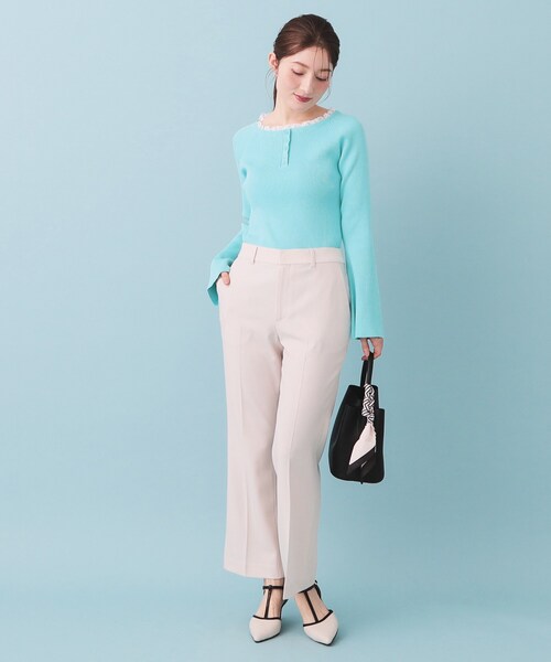 index（インデックス）の「ヘンリーネックフレアスリーブニット【洗濯機OK】（ニット/セーター・レディース・オフホワイト/チャコールグレー/ブルー・00）」の13枚目の写真