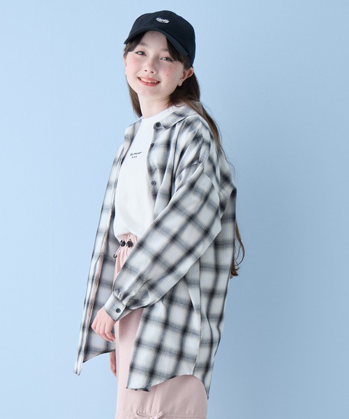 BISKEE（ビスキー）の「マルチWAYチェックシャツ（シャツ/ブラウス・キッズ・サックスブルー/オフホワイト・140cm/160cm/150cm）」の6枚目の写真