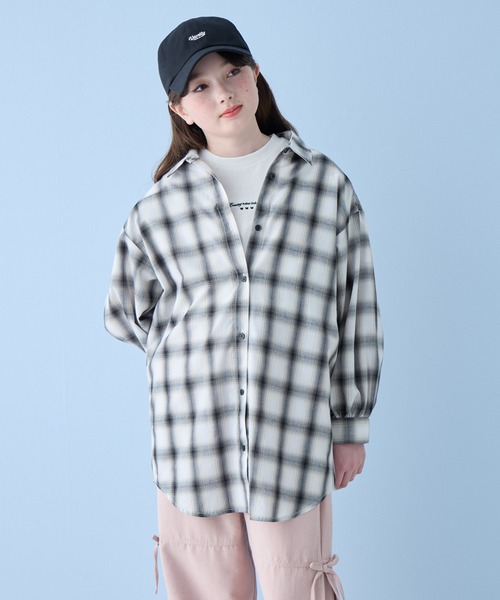 BISKEE（ビスキー）の「マルチWAYチェックシャツ（シャツ/ブラウス・キッズ・サックスブルー/オフホワイト・140cm/160cm/150cm）」の7枚目の写真