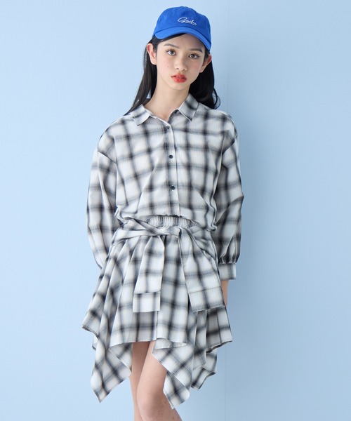 BISKEE（ビスキー）の「マルチWAYチェックシャツ（シャツ/ブラウス・キッズ・サックスブルー/オフホワイト・140cm/160cm/150cm）」の9枚目の写真