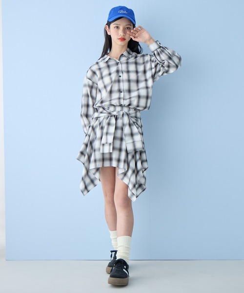 BISKEE（ビスキー）の「マルチWAYチェックシャツ（シャツ/ブラウス・キッズ・サックスブルー/オフホワイト・140cm/160cm/150cm）」の10枚目の写真